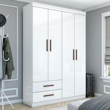 Imagem de Guarda-Roupa Solteiro Genova 4 Portas 2 Gavetas Branco - Carioca Móvei