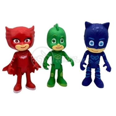 Imagem de Kit 3 Bonecos Brinquedos Pjmasks Grande Articulados 14cm-Menino Gato, Corujita, Lagartixo