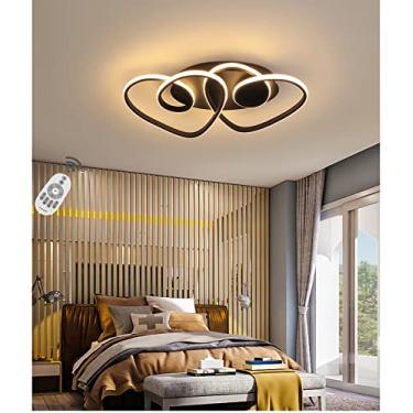 Imagem de Luminária de teto LED moderna, luminária de teto regulável para sala de estar, lâmpada de quarto, formato de coração, com controle remoto, luz de teto preta para sala de estar, sala de janta