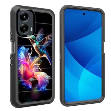 Imagem de smauncucn Capa para Moto G 5G 2024, proteção contra quedas à prova de choque, resistente, 3 camadas, militar, resistente, durável para Motorola Moto G 5G 2024 de 6,6 polegadas, lindo beija-flor