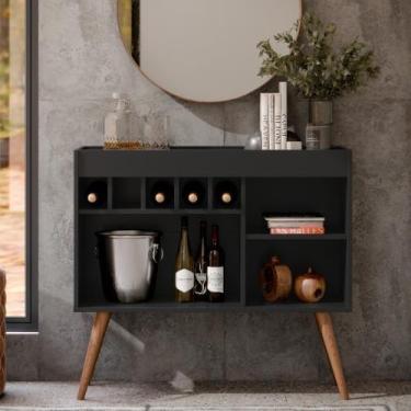 Imagem de Aparador Buffet Sala Armário De Chão Multiuso Bar Adega Odin 5 Garrafa