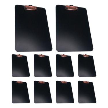 Imagem de Kit 10 Prancheta Office Black Preta MDF Ofício A4 C/ Prendedor Metaliz