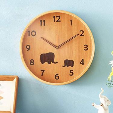 Imagem de XFNVXC Relógio de parede redondo decorativo de madeira retrô sala de estar personalidade casa moda relógio de parede/a (B)