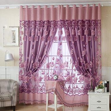 Imagem de Cortinas simples, modernas, quarto, sala de estar, janela de sacada do chão ao teto, isolamento de camada dupla, sombreamento 167.6 cm (largura) × 228.6 cm (altura) 167 cm (largura) × 230 cm (altura