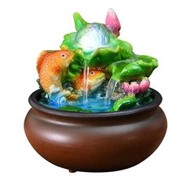 Imagem de XFNVXC Fonte decorativa interna para área de trabalho fonte de água escritório bola Feng Shui da sorte fonte de mesa sala de estar decoração de escritório Rockery Fountain casa