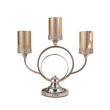 Imagem de Castiçal Castiçal Castiçal de Três Cabeças Castiçal Liga Castiçal Luz de Casamento Jantar Candelabros Decorativos Candelabros Decoração de Casa (Tamanho : 42 x 15 x 44 cm)