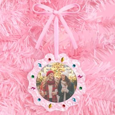 Imagem de xo, Fetti Ornamento de moldura rosa | Decorações de árvore de Natal, festa de fim de ano, presente de inverno feminino fofo, material de meias, sentimental