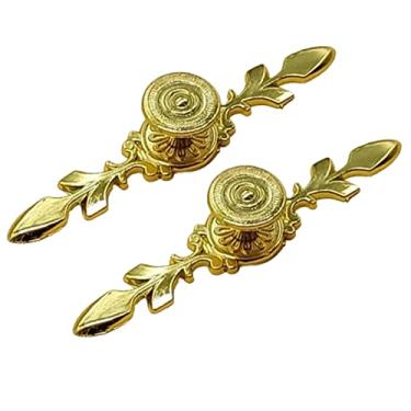 Imagem de Puxador criativo para móveis - Conjunto de 2 puxadores de porta de armário antigos, puxadores de gaveta de alumínio simples, puxador de metal para armário deslizante de gaveta de armário (ouro)