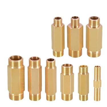 Imagem de 1 peça de tubo de extensão direta externa de cobre, rosca externa 1/8 1/4 3/8 1/2 3/4 macho para macho adaptador de rosca para água óleo gás (1l2 M a M 60 mm)