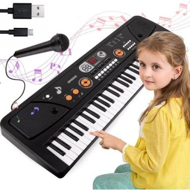 Imagem de Piano Infantil SANMERSEN com Microfone - 61 Teclas, MP3, LED - Para Cr