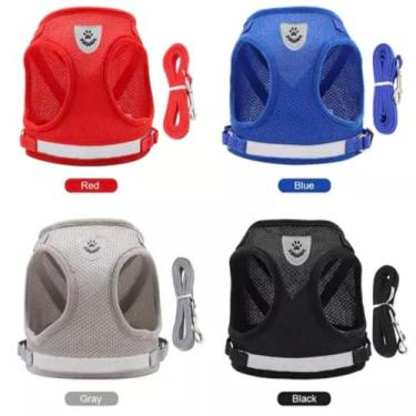 Imagem de Coleira Peitoral com Guia para Cães e Gatos, Ajustável e Respirável – Modelo Colete (Aleatório, M-(2.5-4kg))