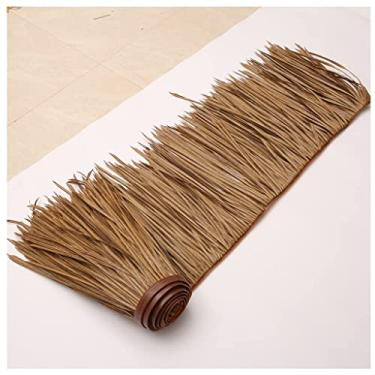 Imagem de Rolo de palha de palmeira plástico PE palha telha de telhado sintético mexicano palmeira rolos de palha de palmeira, 50 cm de largura retardante de fogo Tiki Hut Bar telhado Thatching (Tamanho: 0,5 x