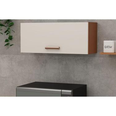 Imagem de Armário Aéreo p/ Cozinha Essência c/ 1 Porta Basculante 70cm Freijo/White Laca - Genialflex