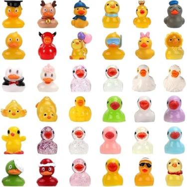 Imagem de 36 peças de mini patos de resina, estatuetas coloridas de patos em miniatura, figuras de patos pequenos, acessórios de animais pequenos para vasos de plantas, jardim, paisagem, faça você mesmo