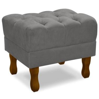 Imagem de Puff Puf Retro Capitone 55X44Cm Suede Cinza Claro Mpassos Cinza Claro 