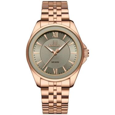 Imagem de Relógio Redondo Feminino Design Simples Em Aço Inoxidável 3atm Cinza