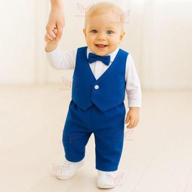 Imagem de Conjunto Infantil Social com Gravata Borboleta Bebê Menino RN a 05 mes