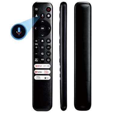 Imagem de Controle remoto universal de voz compatível com TCL Google Smart TV substituição para TCL QM8 QM7 S5 S4 S3 Q7 Q6 Q5 4K UHD HDR LED QLED QLED substituição de controle remoto RC813