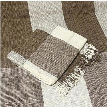 Imagem de Kit 2 Mantas Para Sofá Luxo Terracota 120x210 cm – Decoração e Proteção de Sofá com Detalhes em Franja (2 Marrom Mesclado C/Cru)