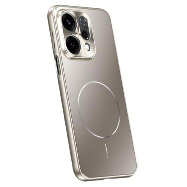 Imagem de HAOMRIYL Capa para Oppo Find X9/X9pro, capa magnética com proteção total de lentes, moldura antiderrapante, capa traseira de policarbonato rígido, cinza, X9