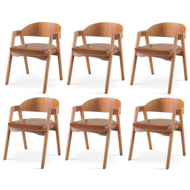 Imagem de Kit 6 Cadeiras para Sala de Jantar Luna Caramelo/Cinamomo