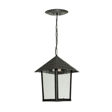 Imagem de Pendente Colonial Quadrado Vidro Liso Preto Blumenau