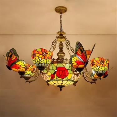 Imagem de Lustre contemporâneo de luxo com borboletas, LED, estilo americano criativo, para sala de estar, restaurante, quarto, casa de campo, hotel, café, bar, karaokê, clube. Luminária pendente de v