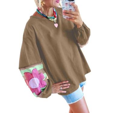 Imagem de Camiseta feminina de manga comprida KevaMolly Dune Flower Patchwork