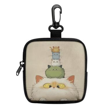 Imagem de Mini porta-moedas porta-chaves bolsa portátil para chaves, moedas, fone de ouvido, batom, porta-cartões, organizador de cabos, bolsa com zíper, acessórios, Gato