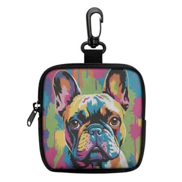 Imagem de Mini porta-moedas porta-chaves bolsa portátil para chaves, moedas, fone de ouvido, batom, porta-cartões, organizador de cabos, bolsa com zíper, acessórios, Cachorro Pug