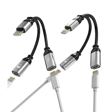 Imagem de Adaptador Lightning para iPhone, carregador 2 em 1, divisor de fone de ouvido (pacote com 2) Adaptador de tomada dupla para cabo AUX, dongle duplo, certificado Apple MFI para iPad 13 12 11 14 Pro Max