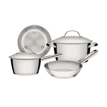 Imagem de Jogo De Panelas Tramontina Allegra Em Aço Inox Com Fundo Triplo 4 Peças Tramontina