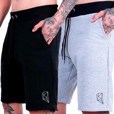 Imagem de Kit 2 Bermuda Plus Size Moletom Shorts Masculino Tamanho Especial Confortável Treino Academia-Masculino