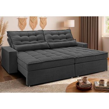 Imagem de Sofá Retrátil E Reclinável 2,92m Molas Ensacadas Belle. Boucle Cama Inbox Cinza Escuro