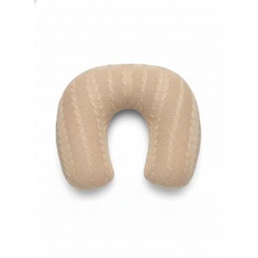 Imagem de Almofada de Amamentação em Tricô, 45x37x13cm, Formato U Anatômico, Enchimento Siliconado, Hipoalergênico (Bege Claro)