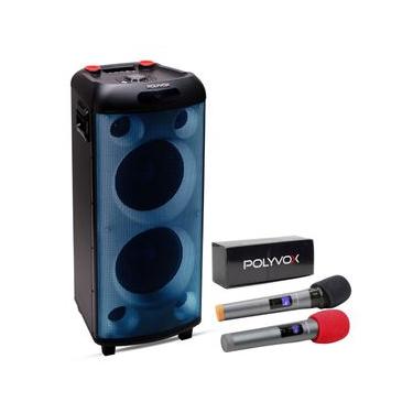 Imagem de Caixa Som Torre Polyvox Bluetooth 2000w + Microfones Sem Fio