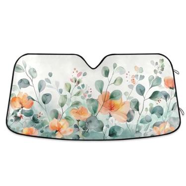 Imagem de SEHANY Para-brisa frontal sombra de sol flores coloridas protetor solar dobrável, bloqueia os raios UV para manter seu veículo fresco. Protetor de viseira solar para carros e caminhões SUV 134,6 x