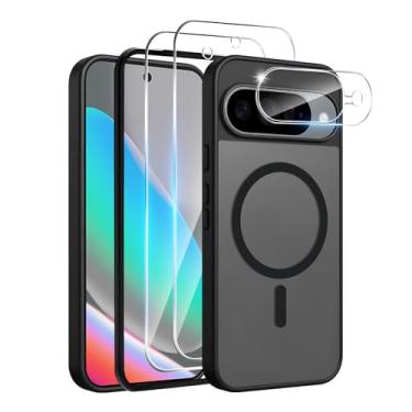 Imagem de Yskbilm Capa magnética para Google Pixel 10, com 2 protetores de tela e 1 protetor de lente de câmera, [militar à prova de choque] capa traseira fina para celular Google Pixel 10, preta