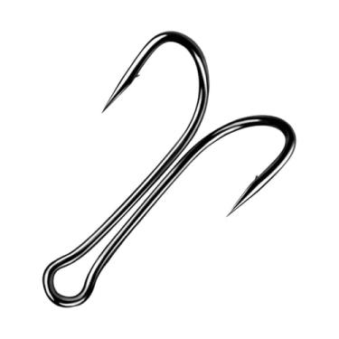 Imagem de Ganchos de pesca duplos sem ervas daninhas, 50 peças 1/0 2/0 3/0 4/0 anzóis de robalo, anzol farpado afiado de aço de alto carbono para iscas de pesca de água doce e salgada