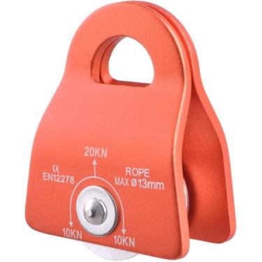 Imagem de JEELAD Polia de escalada 20kN polia de resgate de liga de alumínio para transportar equipamentos de escalada de tirolesa ao ar livre (laranja - 20KN)