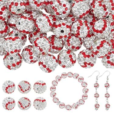 Imagem de OLYCRAFT Pacote com 40 contas de argila de strass de 8 mm contas de beisebol argila de polímero contas de joias pave bola de discoteca contas de argila esportes contas espaçadoras redondas para