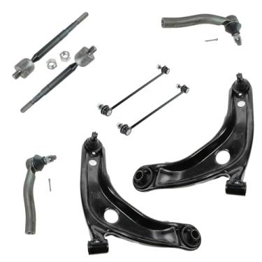 Imagem de TRQ Kit de direção dianteira e suspensão Braço de controle com barra oscilante de junta esférica estabilizador haste de direção compatível com Toyota Yaris 2007-2008