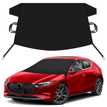 Imagem de EcoNour Capa de neve para carro compatível com Mazda 3 | Capa de para-brisa para gelo e neve com tiras de gancho em S | Capa para carro de inverno Oxford 600D resistente, impermeável e antiderrapante