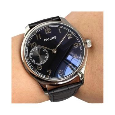 Imagem de Relógio Mecânico Retro Masculino 44mm Preto E Branco Com Corda Manual 