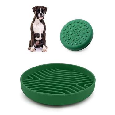 Imagem de PERCELL Tigela de alimentação lenta para cães com ventosas - Design de labirinto de silicone antiderrapante para cães (verde escuro)