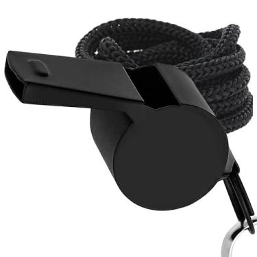 Imagem de 1 apito de aço inoxidável com cordões, apito esportivo, som alto e claro para treinadores, árbitros, equipes de salva-vidas, kits de sobrevivência ao ar livre