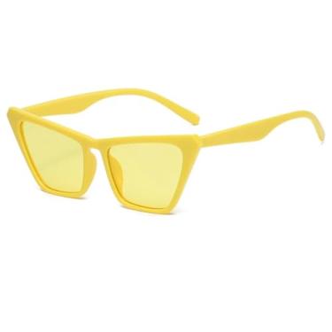 Imagem de Óculos de Sol Vintage Olho de Gato para Mulheres, Estilo Punk Moderno, Luxuosos, com Degradê de Cores e Proteção UV400 (Amarelo-Amarelo)