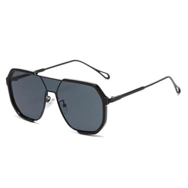 Imagem de Óculos de Sol Femininos de Uma Peça com Armação de Metal, Luxo para Homens e Mulheres, Proteção UV400, Estilo Punk (Preto-Preto).
