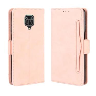 Imagem de Capa para XIAOMI Redmi Note 9S,Retro magnético Flip Case,Design de carteira de couro PU com slots de cartão removíveis -Pink