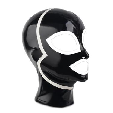 Imagem de KLVEU Máscara com capuz de látex, máscara de rosto inteiro, máscara de equitação, capô, máscara de festa para Ccosplay de Natal (P)